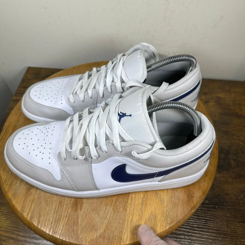 Air Jordan 1 Low White Grey Midnight Navy Gum 553558-146 Mens 10.5